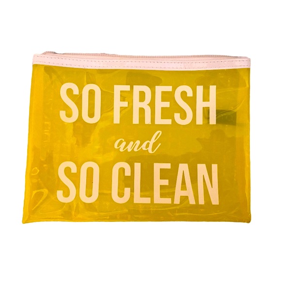 NWOT Macy’s Beauty Lemon Yellow “So Fresh & Clean” Zipper Plastic Shower Bag - Picture 3 of 8